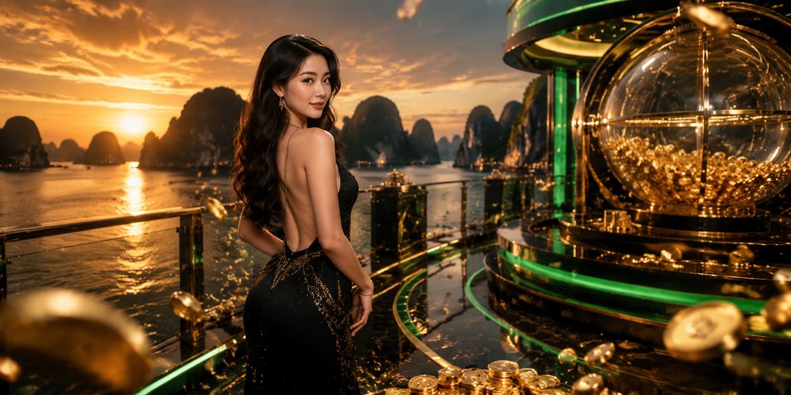 Người chơi thư giãn bên vịnh Hạ Long xem kết quả xổ số và theo dõi ưu đãi cá cược